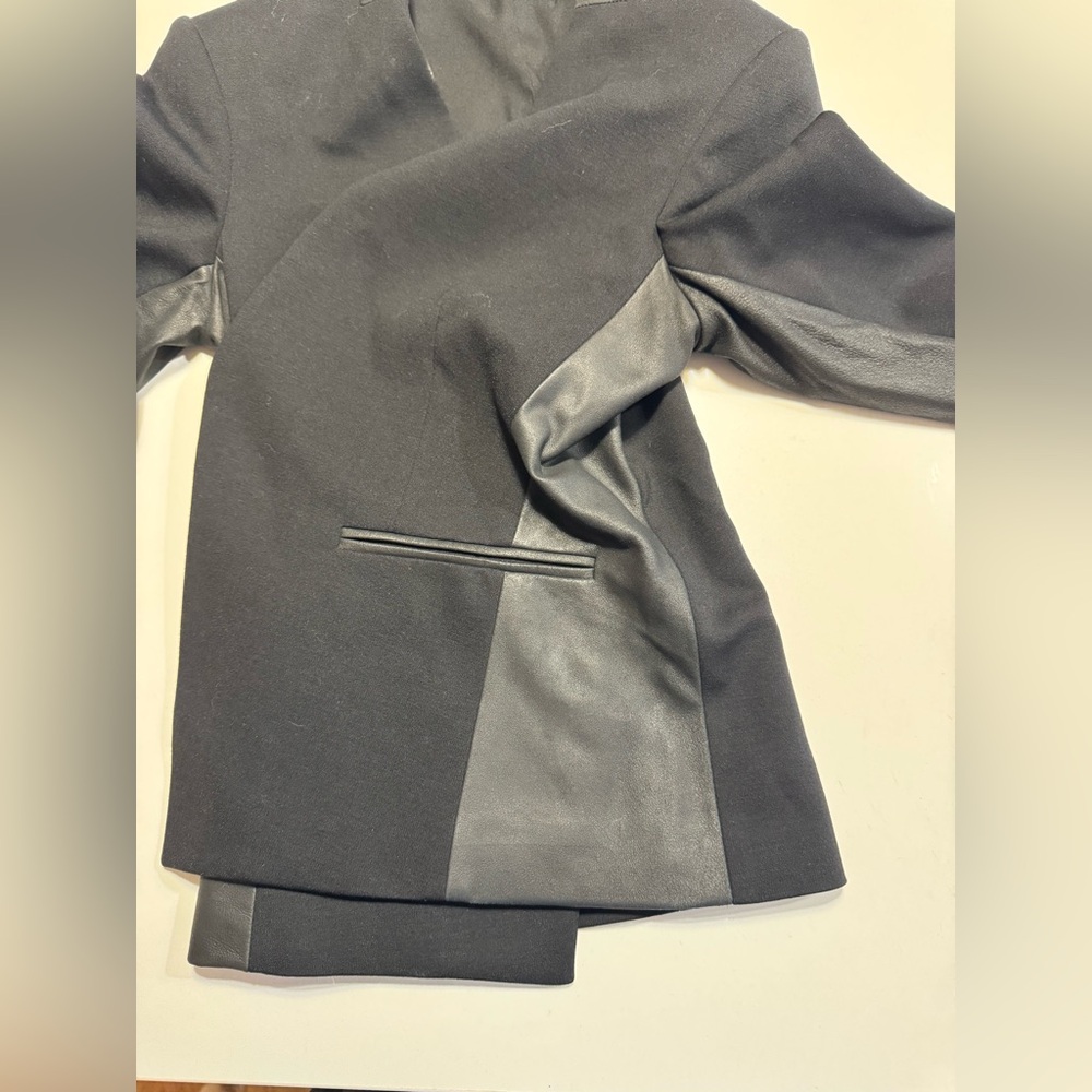 Theory Lanai Open Front Collarless Blazer Wool Blend Italian Fabric Black Size 0 - Picture 4 of 9